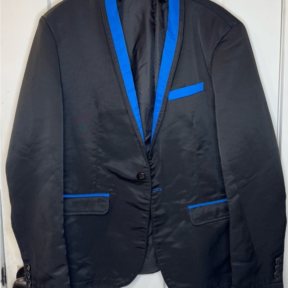Barabas Jacket Men’s Suit Coat Blazer Size XL Black w Blue - Picture 13 of 13